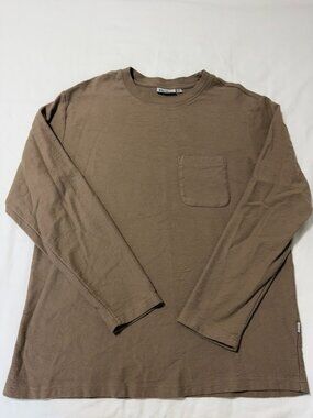 Rhythm Classic Waffle Knit Long Sleeve Shirt Men XXL Brown 100% Cotton